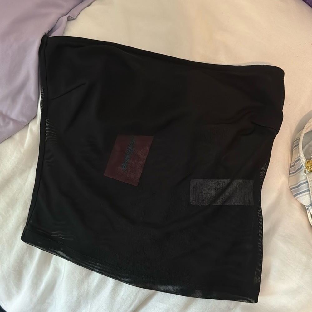 Black half mesh half black edikted top
